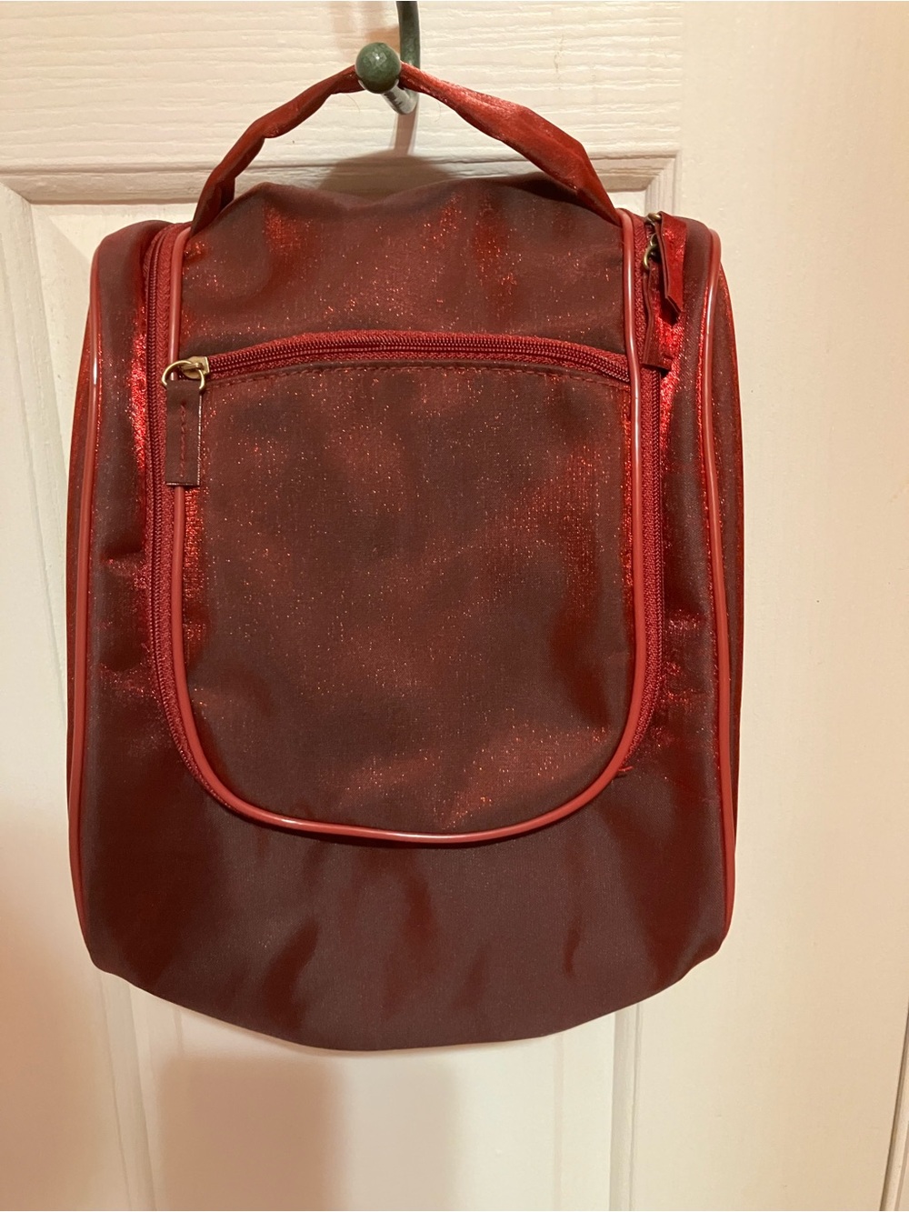 Women's Red Shimmer Cosmetic Travel Bag